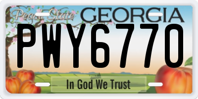 GA license plate PWY6770