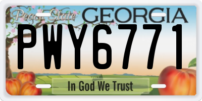GA license plate PWY6771