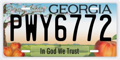 GA license plate PWY6772