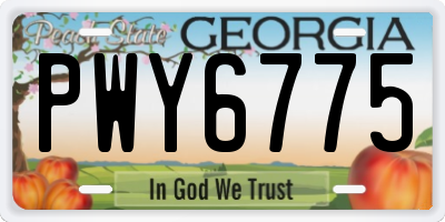 GA license plate PWY6775