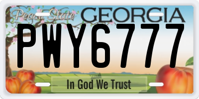 GA license plate PWY6777