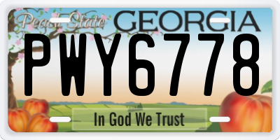 GA license plate PWY6778
