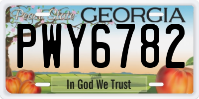 GA license plate PWY6782