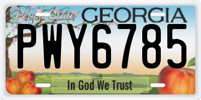 GA license plate PWY6785
