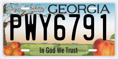 GA license plate PWY6791