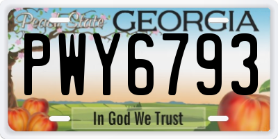GA license plate PWY6793