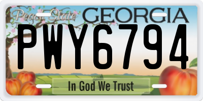 GA license plate PWY6794
