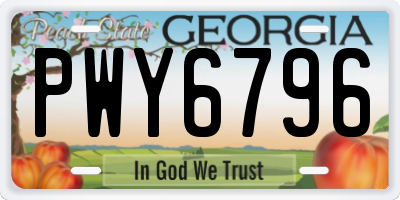 GA license plate PWY6796