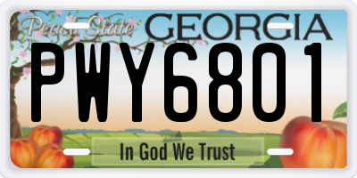 GA license plate PWY6801