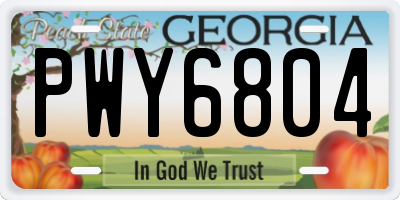 GA license plate PWY6804