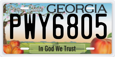GA license plate PWY6805