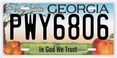 GA license plate PWY6806