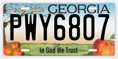 GA license plate PWY6807