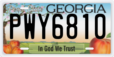 GA license plate PWY6810