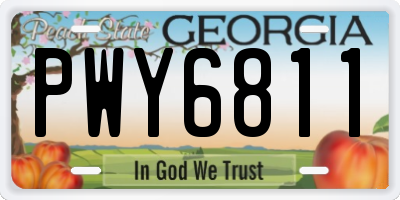 GA license plate PWY6811