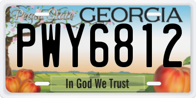 GA license plate PWY6812