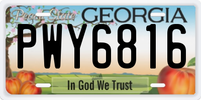 GA license plate PWY6816