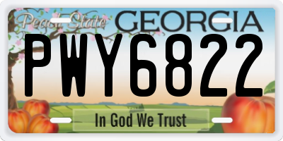 GA license plate PWY6822