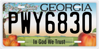 GA license plate PWY6830
