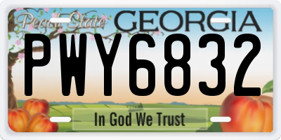 GA license plate PWY6832