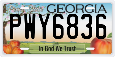 GA license plate PWY6836