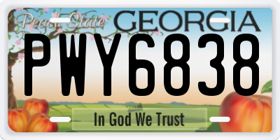 GA license plate PWY6838