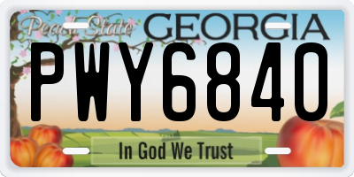 GA license plate PWY6840