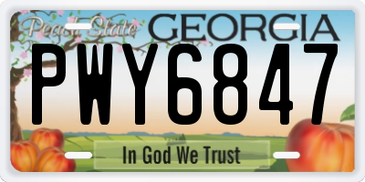 GA license plate PWY6847