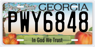 GA license plate PWY6848