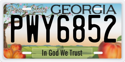 GA license plate PWY6852