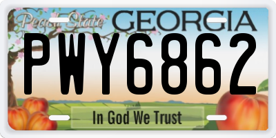GA license plate PWY6862