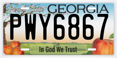 GA license plate PWY6867