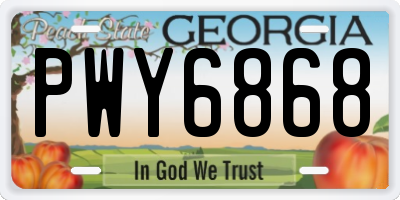 GA license plate PWY6868
