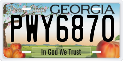 GA license plate PWY6870