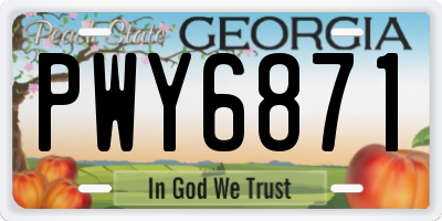 GA license plate PWY6871