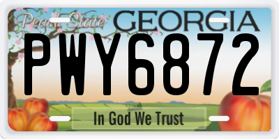 GA license plate PWY6872