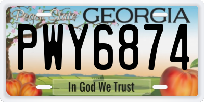 GA license plate PWY6874