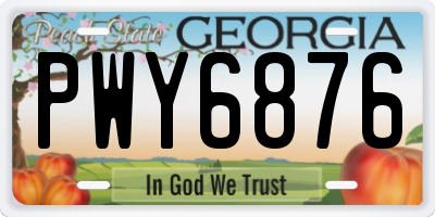 GA license plate PWY6876