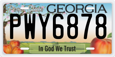 GA license plate PWY6878