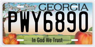 GA license plate PWY6890