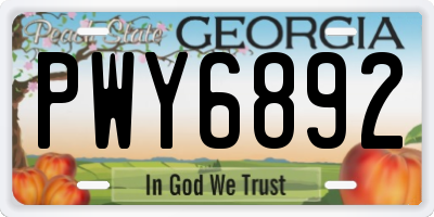 GA license plate PWY6892