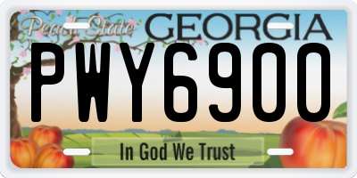 GA license plate PWY6900