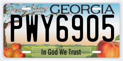 GA license plate PWY6905