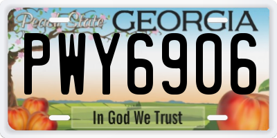 GA license plate PWY6906