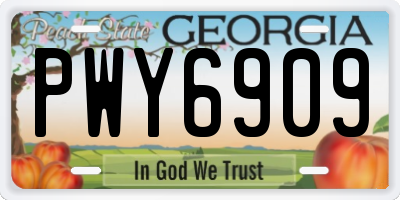 GA license plate PWY6909