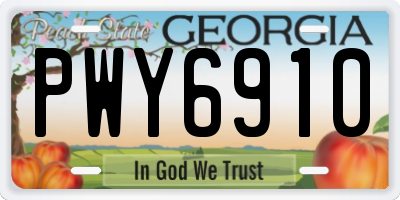 GA license plate PWY6910