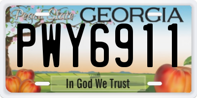 GA license plate PWY6911