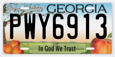 GA license plate PWY6913