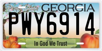 GA license plate PWY6914