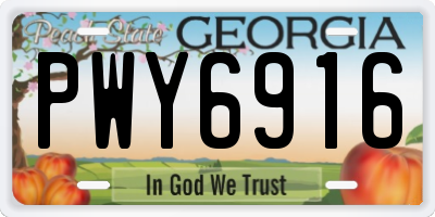 GA license plate PWY6916